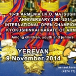 Anniversary on 10th International Kyokushin Karate Children Yuth and JuniorsChampionship was held in Armenia on 9th November 2014